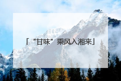 “甘味”乘风入湘来