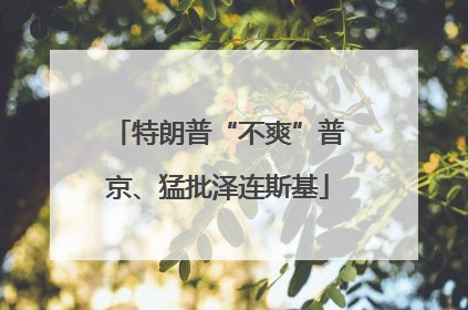 特朗普“不爽”普京、猛批泽连斯基
