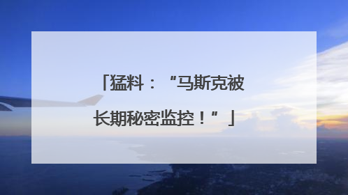 猛料：“马斯克被长期秘密监控！”