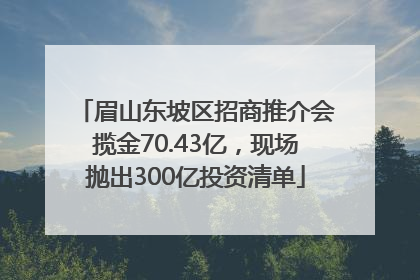 眉山东坡区招商推介会揽金70.43亿，现场抛出300亿投资清单
