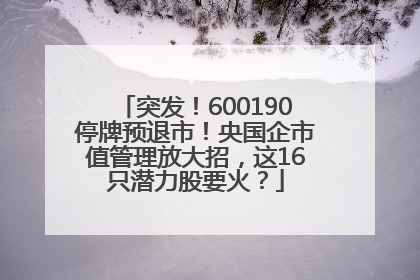 突发！600190停牌预退市！央国企市值管理放大招，这16只潜力股要火？