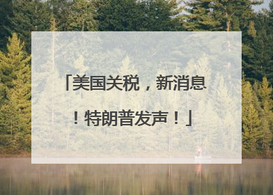 美国关税，新消息！特朗普发声！