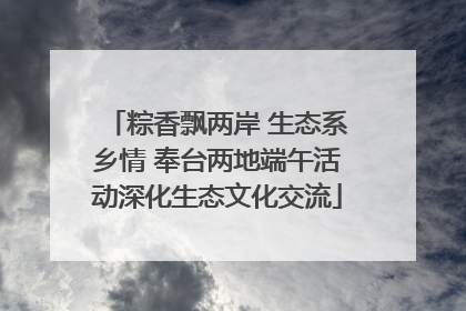 粽香飘两岸 生态系乡情 奉台两地端午活动深化生态文化交流