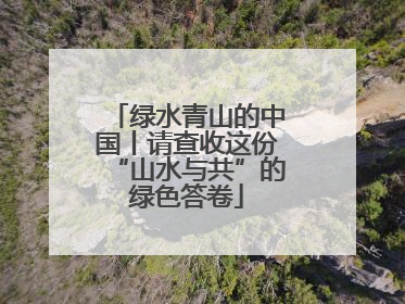 绿水青山的中国丨请查收这份“山水与共”的绿色答卷