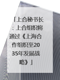 上合秘书长：上合组织将通过《上海合作组织至2035年发展战略》