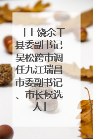 上饶余干县委副书记吴松跨市调任九江瑞昌市委副书记、市长候选人