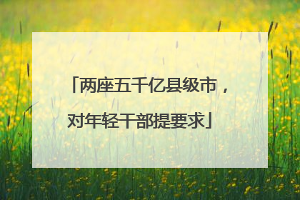 两座五千亿县级市，对年轻干部提要求