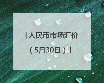 人民币市场汇价（5月30日）
