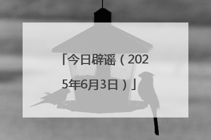 今日辟谣（2025年6月3日）