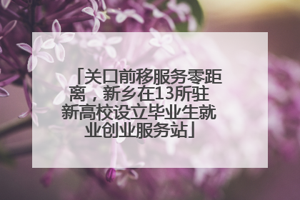 关口前移服务零距离，新乡在13所驻新高校设立毕业生就业创业服务站