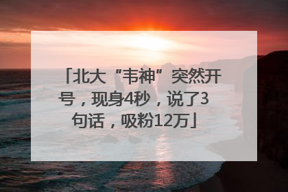 北大“韦神”突然开号，现身4秒，说了3句话，吸粉12万