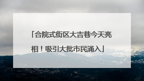合院式街区大吉巷今天亮相！吸引大批市民涌入