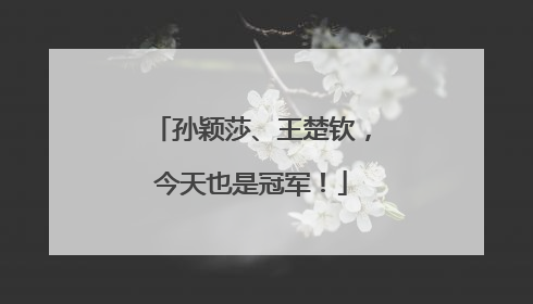 孙颖莎、王楚钦，今天也是冠军！
