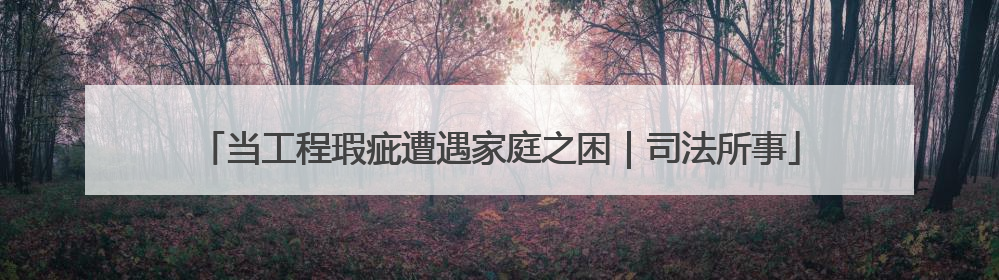 当工程瑕疵遭遇家庭之困｜司法所事
