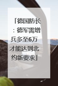德国防长：德军需增兵多至6万才能达到北约新要求