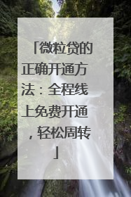 微粒贷的正确开通方法：全程线上免费开通，轻松周转