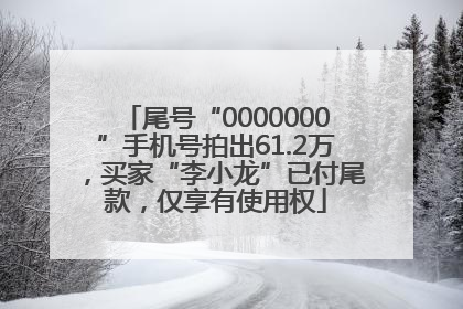 尾号“0000000”手机号拍出61.2万，买家“李小龙”已付尾款，仅享有使用权