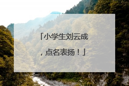 小学生刘云成，点名表扬！