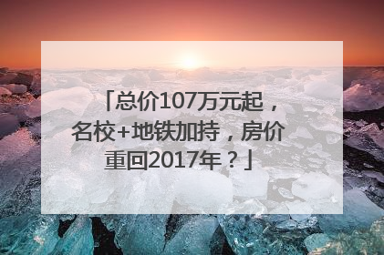 总价107万元起，名校+地铁加持，房价重回2017年？