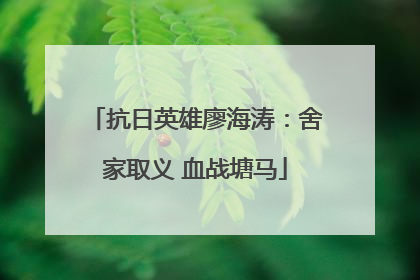 抗日英雄廖海涛：舍家取义 血战塘马