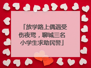 放学路上偶遇受伤夜鹭，聊城三名小学生求助民警