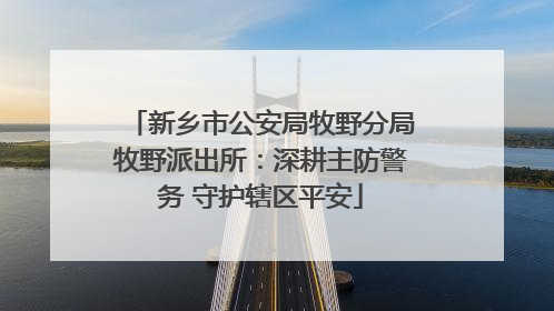 新乡市公安局牧野分局牧野派出所：深耕主防警务 守护辖区平安
