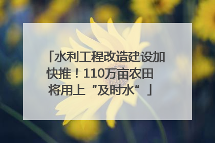 水利工程改造建设加快推！110万亩农田将用上“及时水”
