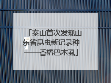 泰山首次发现山东省昆虫新记录种——香椿巴木虱