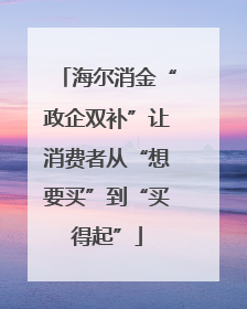 海尔消金“政企双补”让消费者从“想要买”到“买得起”