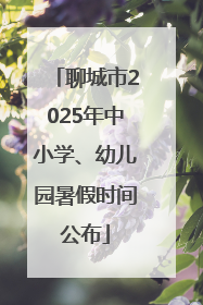 聊城市2025年中小学、幼儿园暑假时间公布