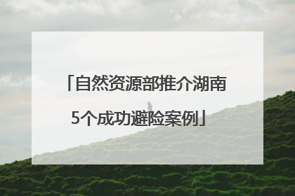 自然资源部推介湖南5个成功避险案例