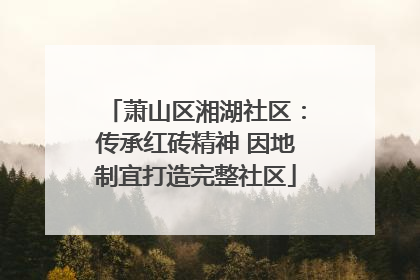 萧山区湘湖社区：传承红砖精神 因地制宜打造完整社区