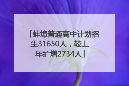 蚌埠普通高中计划招生31650人，较上年扩增2734人