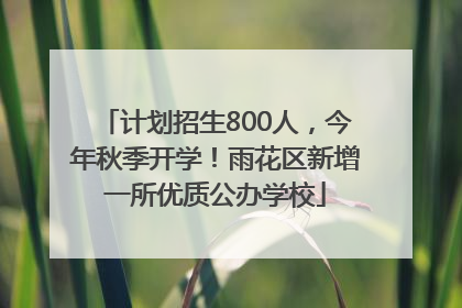 计划招生800人，今年秋季开学！雨花区新增一所优质公办学校