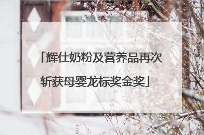 辉仕奶粉及营养品再次斩获母婴龙标奖金奖