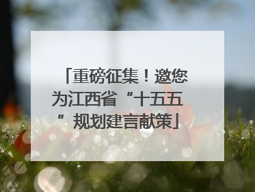 重磅征集！邀您为江西省“十五五”规划建言献策