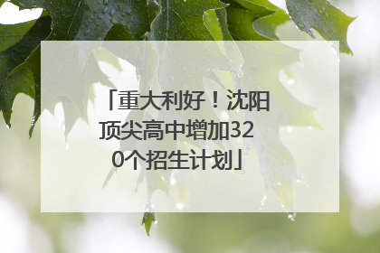 重大利好！沈阳顶尖高中增加320个招生计划