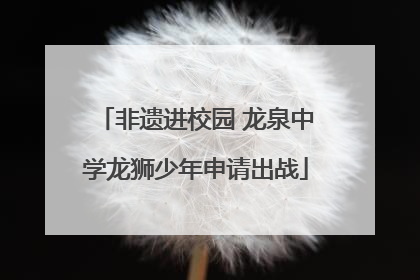 非遗进校园 龙泉中学龙狮少年申请出战