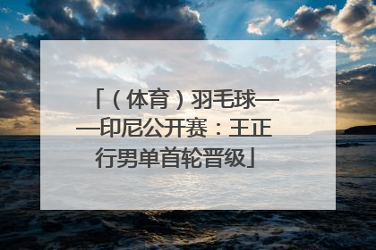 （体育）羽毛球——印尼公开赛：王正行男单首轮晋级