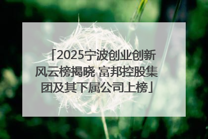 2025宁波创业创新风云榜揭晓 富邦控股集团及其下属公司上榜